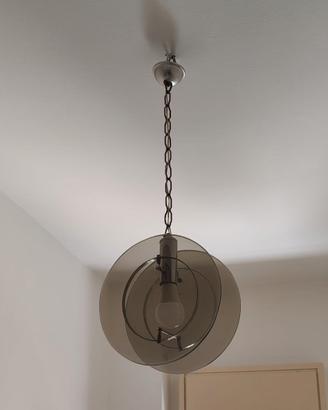 Lampadario Vintage Space Age Anni 70 Vetro Fumè