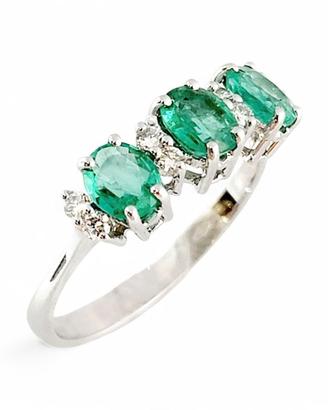 Anello trilogy con Smeraldo ovali  e Diamanti