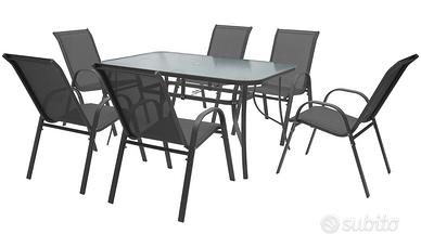 SET TAVOLO E 6 SEDIE DA GIARDINO NUOVO