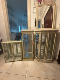 Set 3 vetrinette con specchio stile classico-