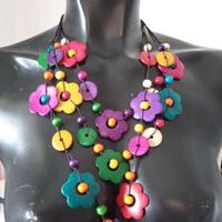 Coloratissima collana in legno stile Bohemian 