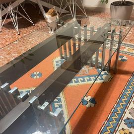 Tavolino  anni 70 in metallo cromato  e legno