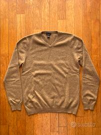Maglione beige scollo V - 100% cashmere
