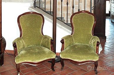 Poltrone anni 20  in velluto verde