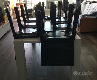 8 Sedie CAB 412 di Cassina in pelle nera