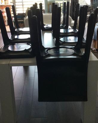 8 Sedie CAB 412 di Cassina in pelle nera