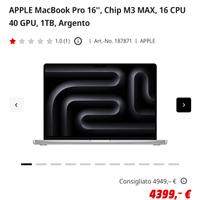 Apple MacBook Pro 16” - Chip M3 MAX, 16 CP