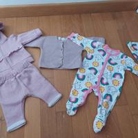 completino e tutina bimba  1 - 3 mesi