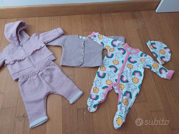 completino e tutina bimba  1 - 3 mesi
