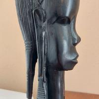 SCULTURA TESTA RAGAZZA AFRICANA IN EBANO