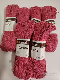 6 matasse di filato di cotone fuxia