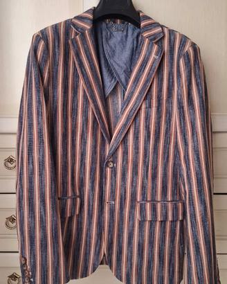 Giacca uomo righe, cotone, lino, Zuiki, taglia 46