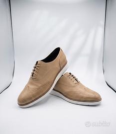 Scarpe stringate Oxford beige in pelle