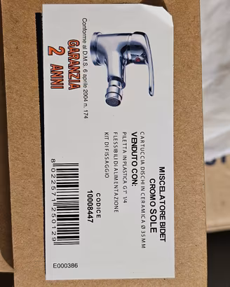 miscelatore rubinetto bidet serie sole cromo no ga