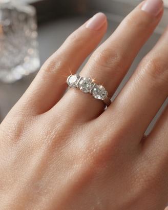 Anello Trilogy in Argento con Moissanite 1,5 CT