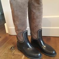 Stivale gomma e camoscio beige