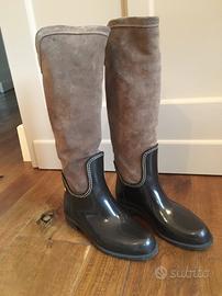 Stivale gomma e camoscio beige