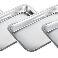 Set 4 Vassoi Rettangolari in Acciaio Inox