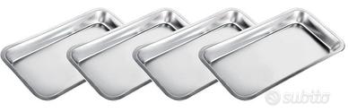 Set 4 Vassoi Rettangolari in Acciaio Inox