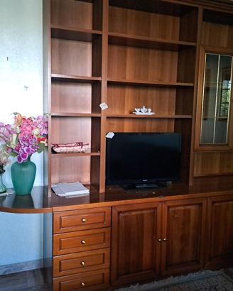 Libreria/parete attrezzata classica in noce con ve