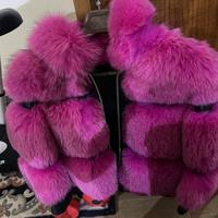 pelliccia in vera volpe con inserti in pelle