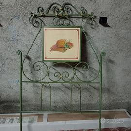 TESTATA LETTO SINGOLO FERRO BATTUTO CON DIPINTO