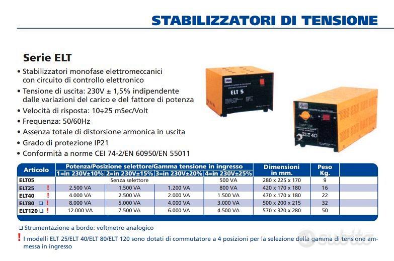 Eltex Italia ELT 25 - Stabilizzatore di Tensione