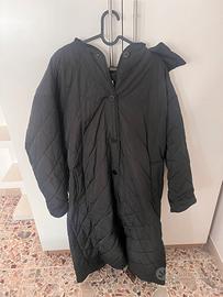 Black Quilted Longline Puffer Coat with Hood
