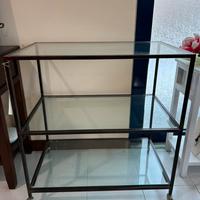 Carrello vetro e ferro battuta 3 piani + ruote