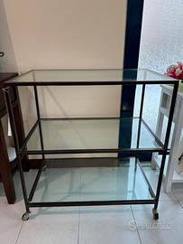 Carrello vetro e ferro battuta 3 piani + ruote