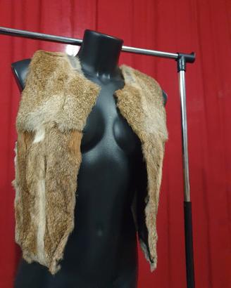 Gilet Kookai pelle e pelliccia Tg40