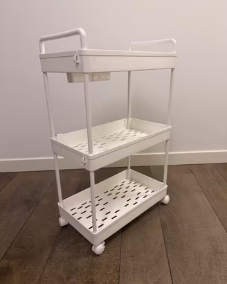 Carrello portaoggetti bianco a 3 ripiani con ruote