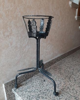portavaso a colonna vintage in ferro battuto