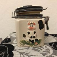 Set vintage barattolo mucca e 4 piattini