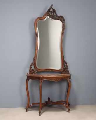 Consolle con Specchio in Mogano - Fine XIX Secolo