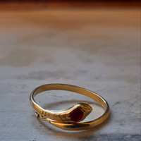 Anello serpentina oro 750 e piccolo rubino