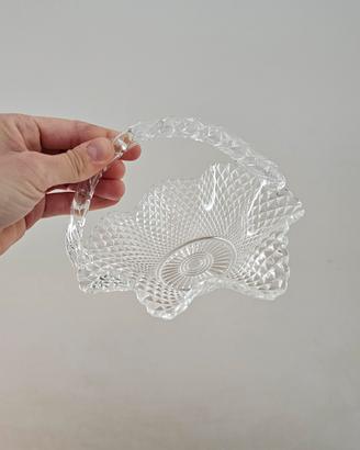 Cestino in vetro con manico, vintage 