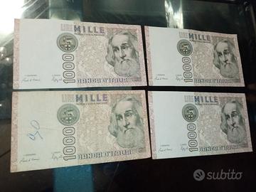 n.4 banconote da lire mille serie Marco Polo