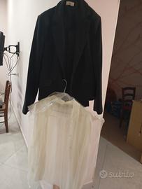 vestito elegante  nero con camicia color panna