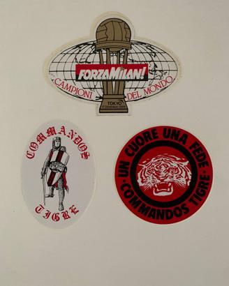 Lotto 3 Adesivi Vintage AC Milan / Commandos Tigre