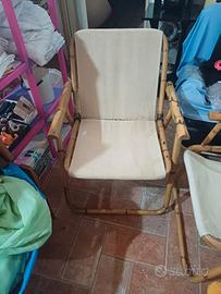 2 POLTRONE PIEGHEVOLI DA ESTERNO IN BAMBU' VINTAGE