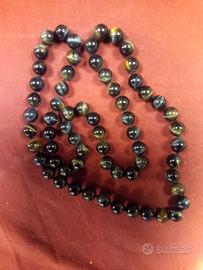 collana vintage occhio di tigre nero 