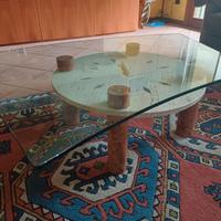 Tavolino da sala in vetro e marmo