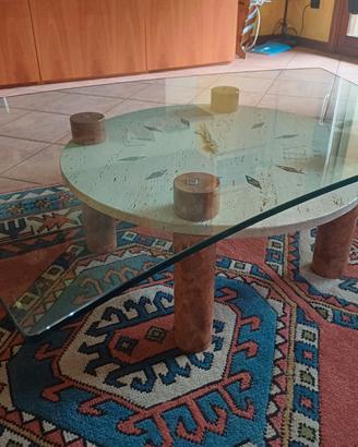 Tavolino da sala in vetro e marmo
