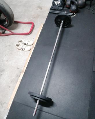 bilanciere allenamento decathlon + dischi ghisa