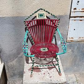 sedia in ferro battuto ricoperta 