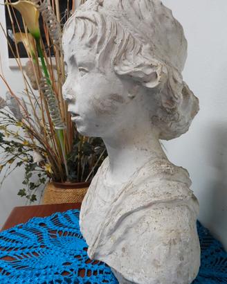 Busto / Volto in gesso fanciulla mezzo busto