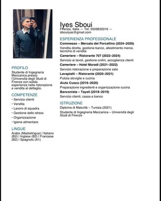 Cameriere/commis/aiuto cuoco/lavapiatti/commesso
