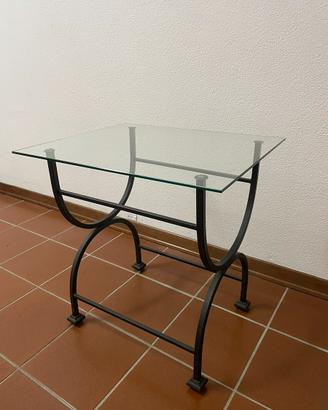 Tavolino vetro e ferro battuto