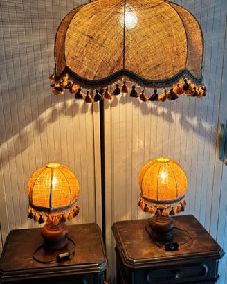 Set Lampadario e Lampade Abat-jour Vintage Anni 70